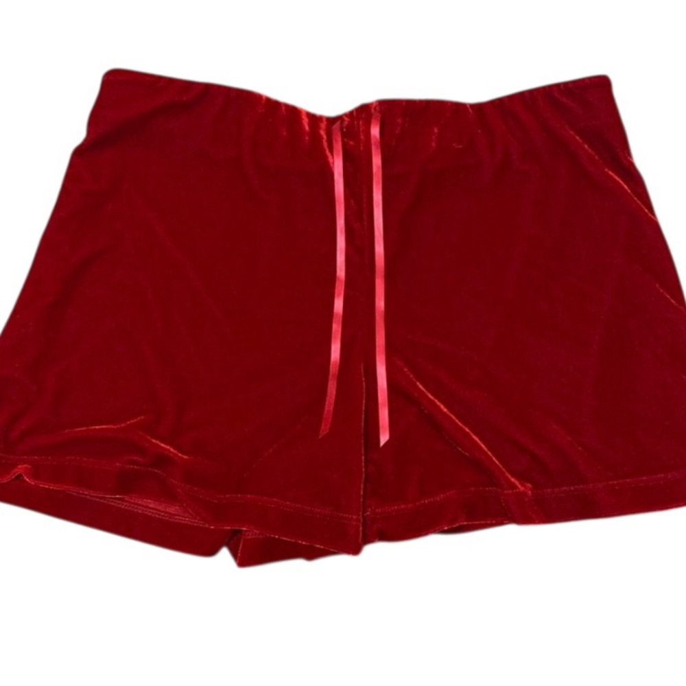 Pajamagram Velour Pajama Shorts Red Medium